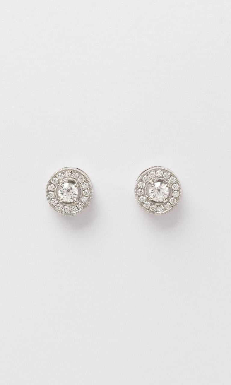 Hogans Family Jewellers 18K WG Round Brilliant Diamond Cluster Stud Earrings