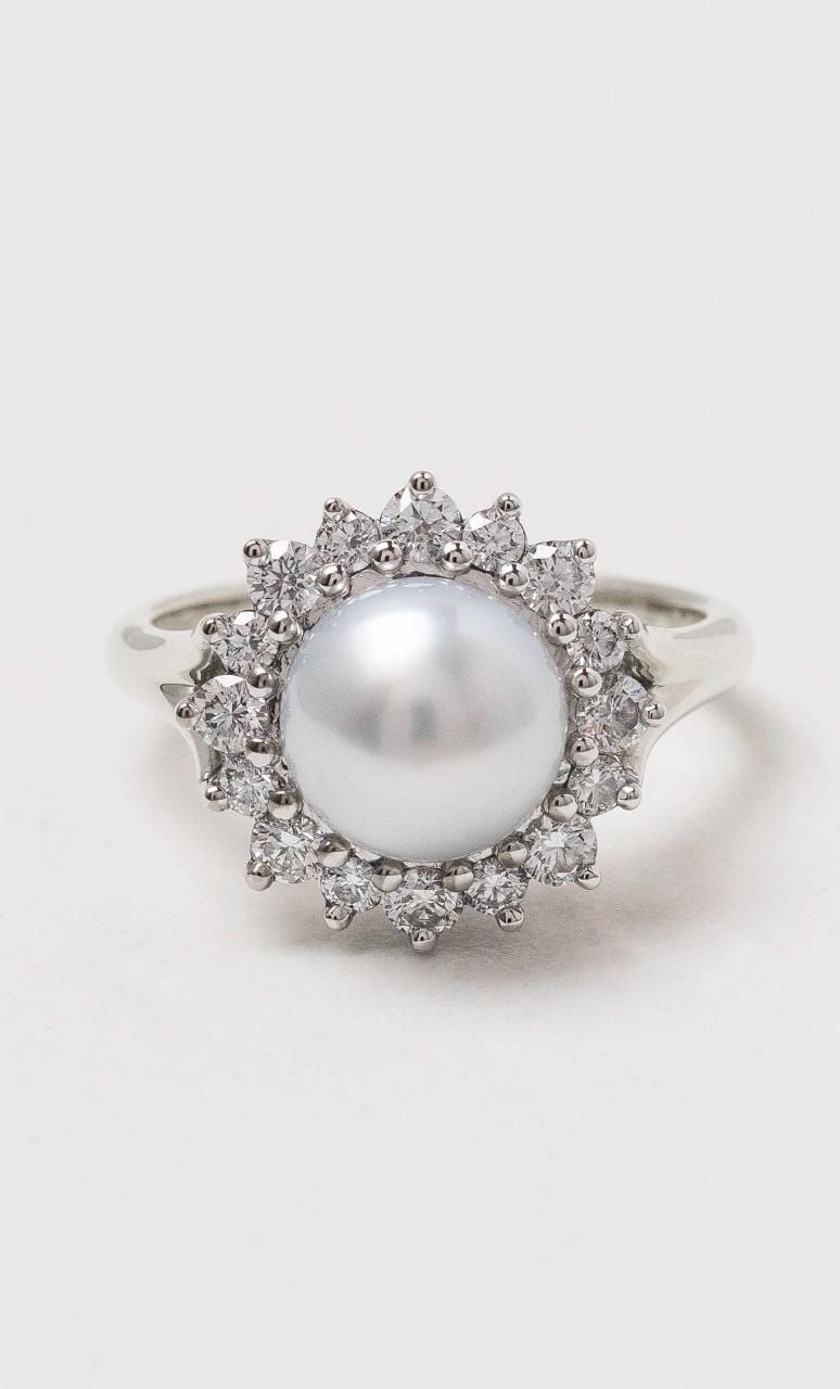 Hogans Family Jewellers 18K WG South Sea Pearl & Diamond Dress Ring