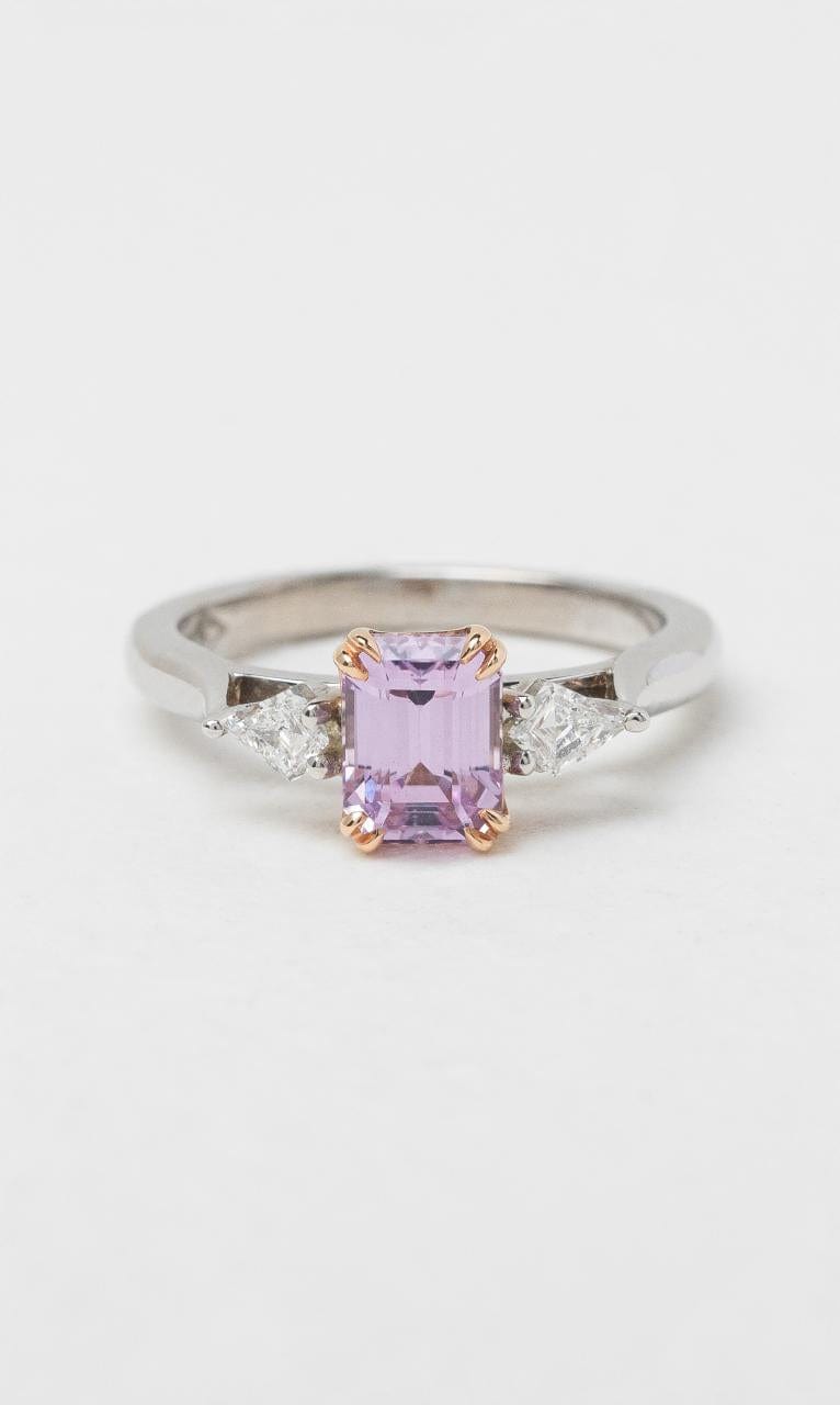 Hogans Family Jewellers 18K WRG Emerald Cut Pink Sapphire Ring