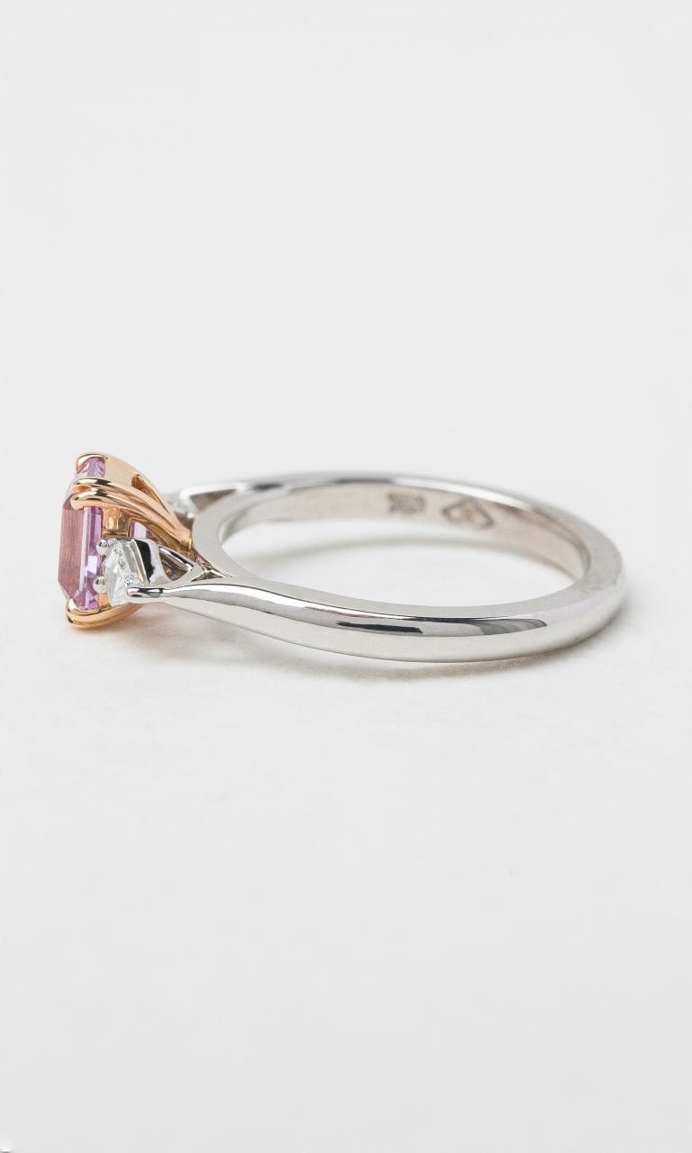 Hogans Family Jewellers 18K WRG Emerald Cut Pink Sapphire Ring