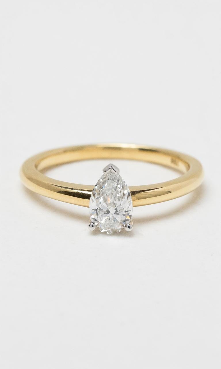 Hogans Family Jewellers 18K YG Pear Cut Solitaire Diamond Ring