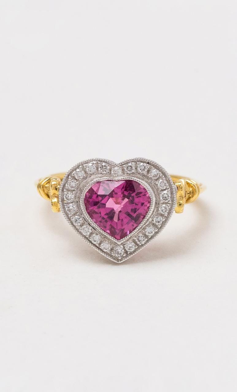 Hogans Family Jewellers 18K YWG Rubellite Heart & Diamond Dress Ring