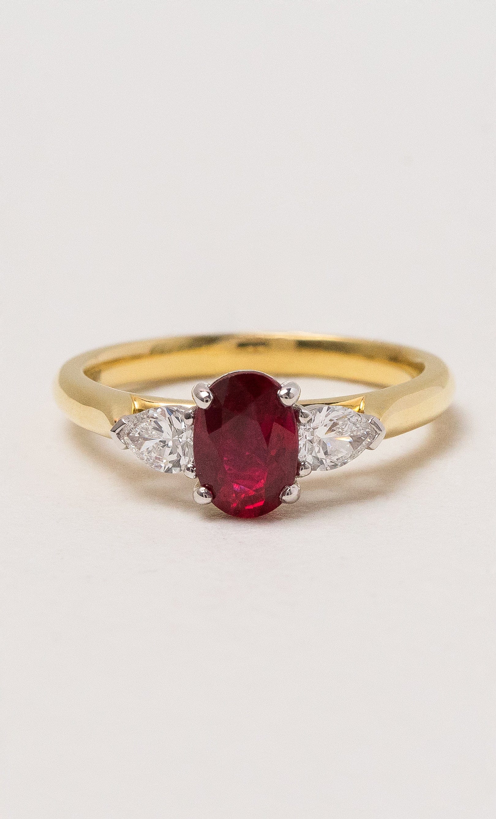 Hogans Family Jewellers 18K YWG Ruby & Diamond Trilogy Ring