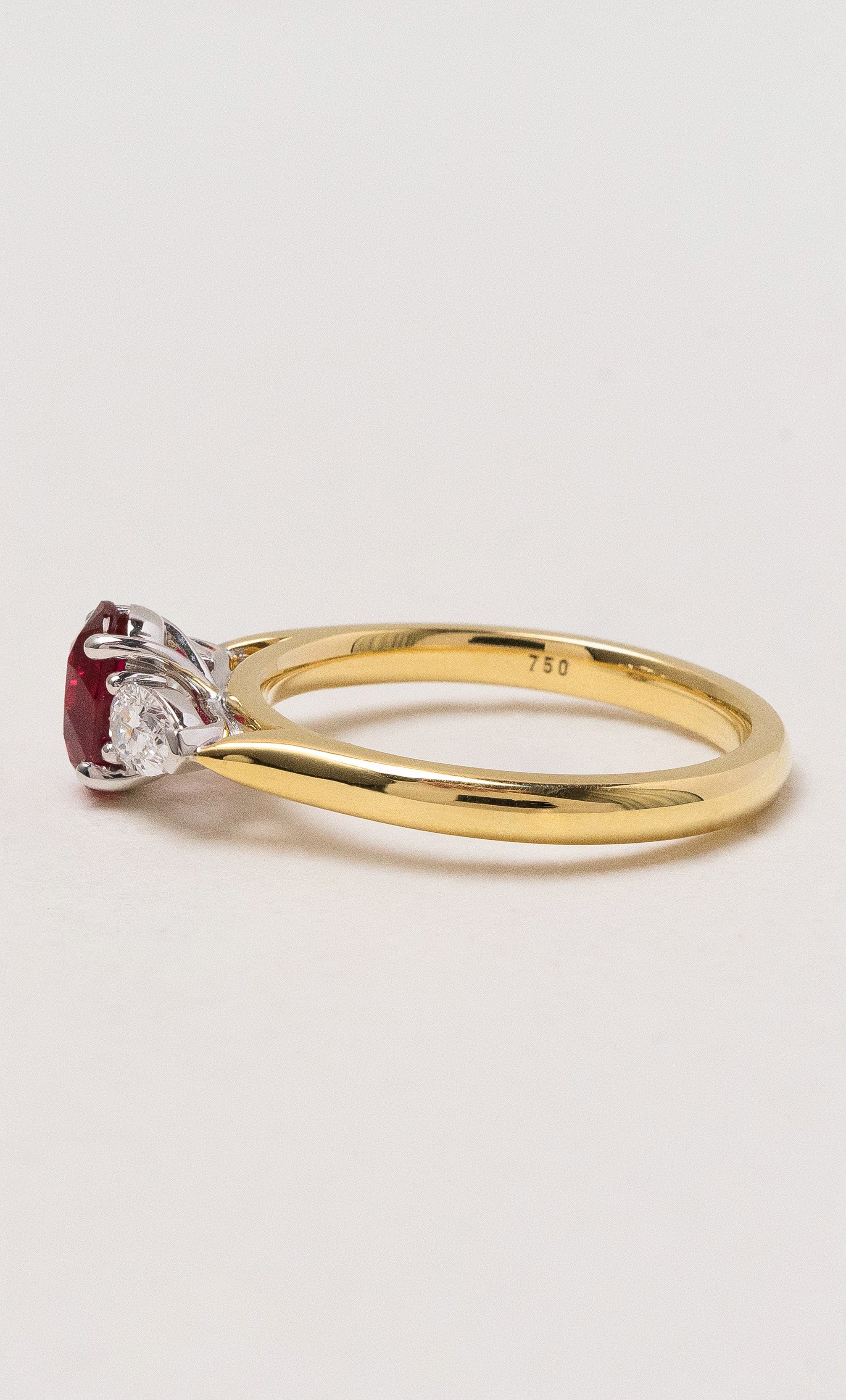 Hogans Family Jewellers 18K YWG Ruby & Diamond Trilogy Ring