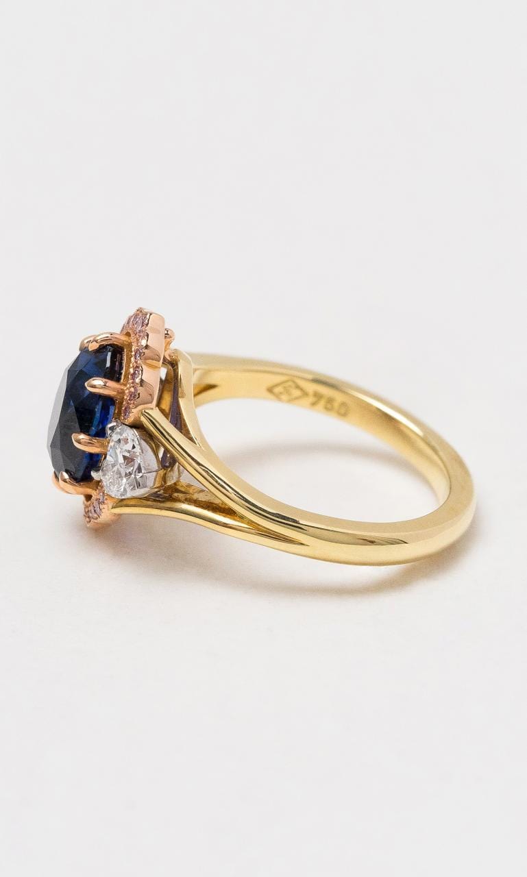 Hogans Family Jewellers 18K YWRG Vintage Style Ceylon Sapphire & Australian Pink Diamond Ring