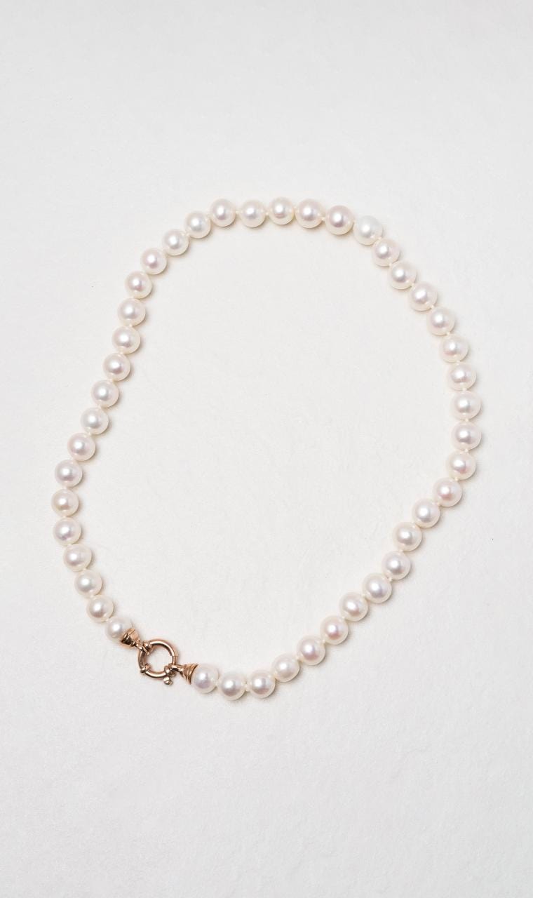 Hogans Family Jewellers 9K RG 12mm Freshwater Pearl Necklace with Euro Bolt Clasp