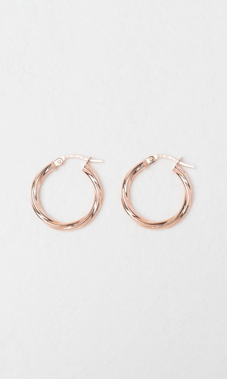 Hogans Family Jewellers 9K RG 15mm Twist Hoop Earrings