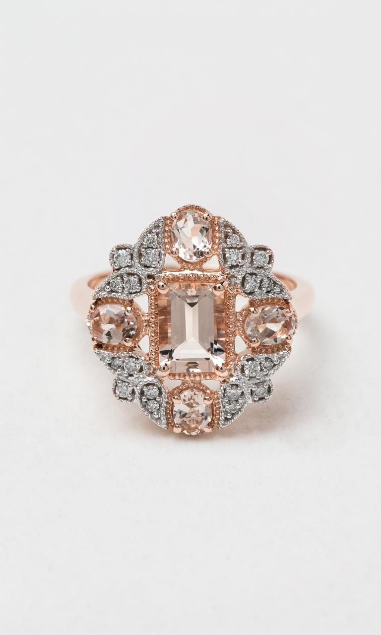 Hogans Family Jewellers 9K RWG Morganite Art Deco Ring