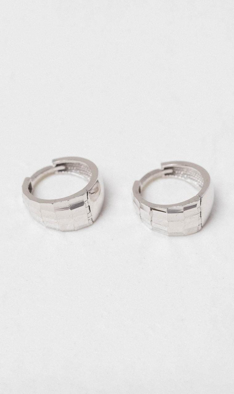 Hogans Family Jewellers 9K WG Diamond Cut Huggie Earrings