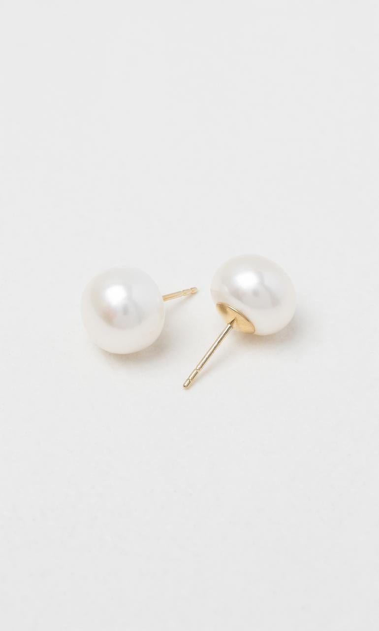 Hogans Family Jewellers 9K YG 10.5-11mm Freshwater Button Pearl Studs