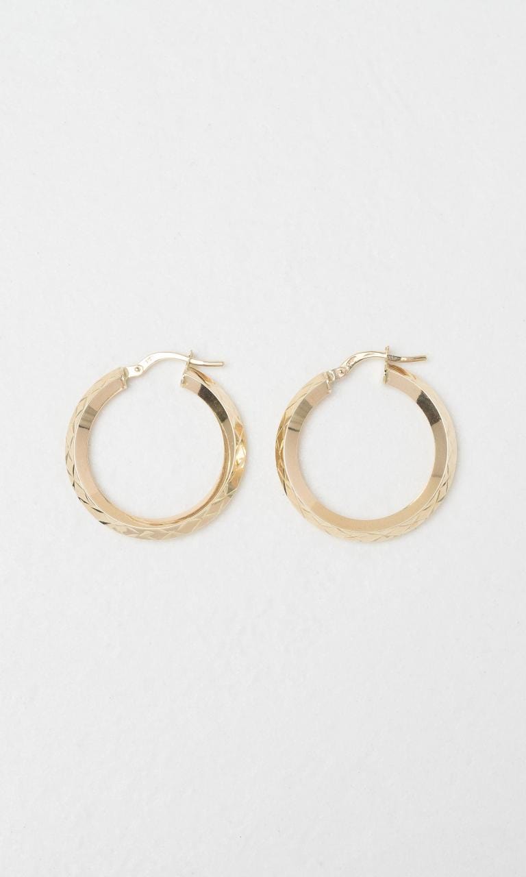 Hogans Family Jewellers 9K YG 20mm Textured Hoop Earrings