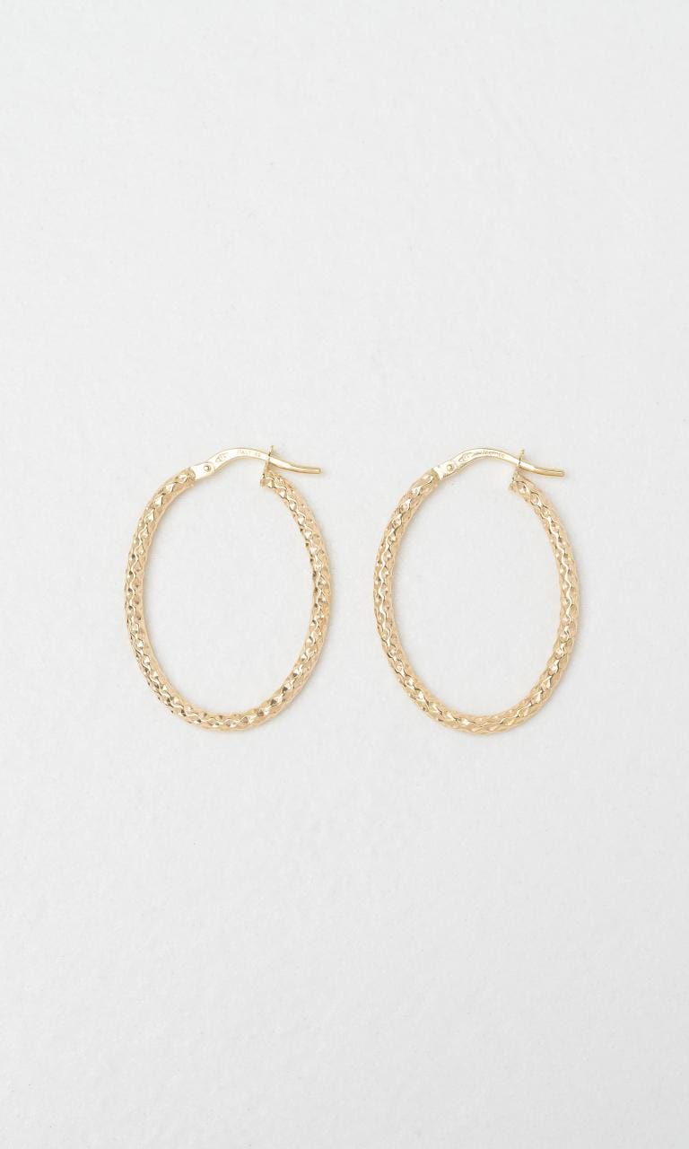 Hogans Family Jewellers 9K YG 26mm Oval Textured Hoop Earrings