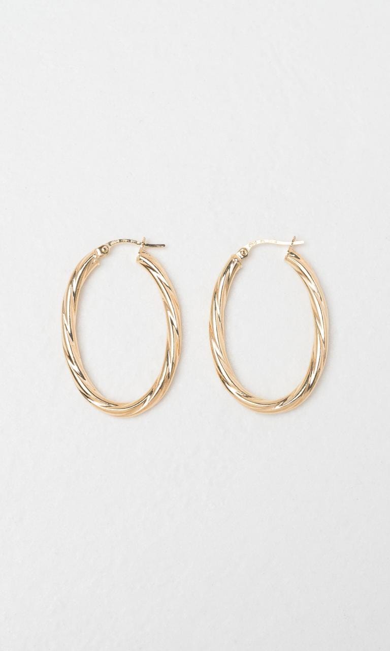 Hogans Family Jewellers 9K YG 30mm Twisted Oval Hoop Earrings