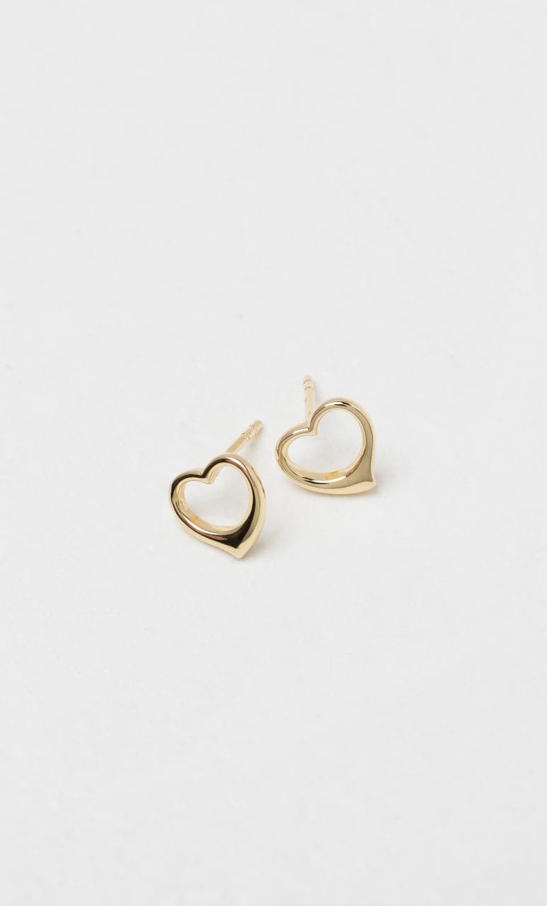 Hogans Family Jewellers 9K YG Cut Out Heart Stud Earrings