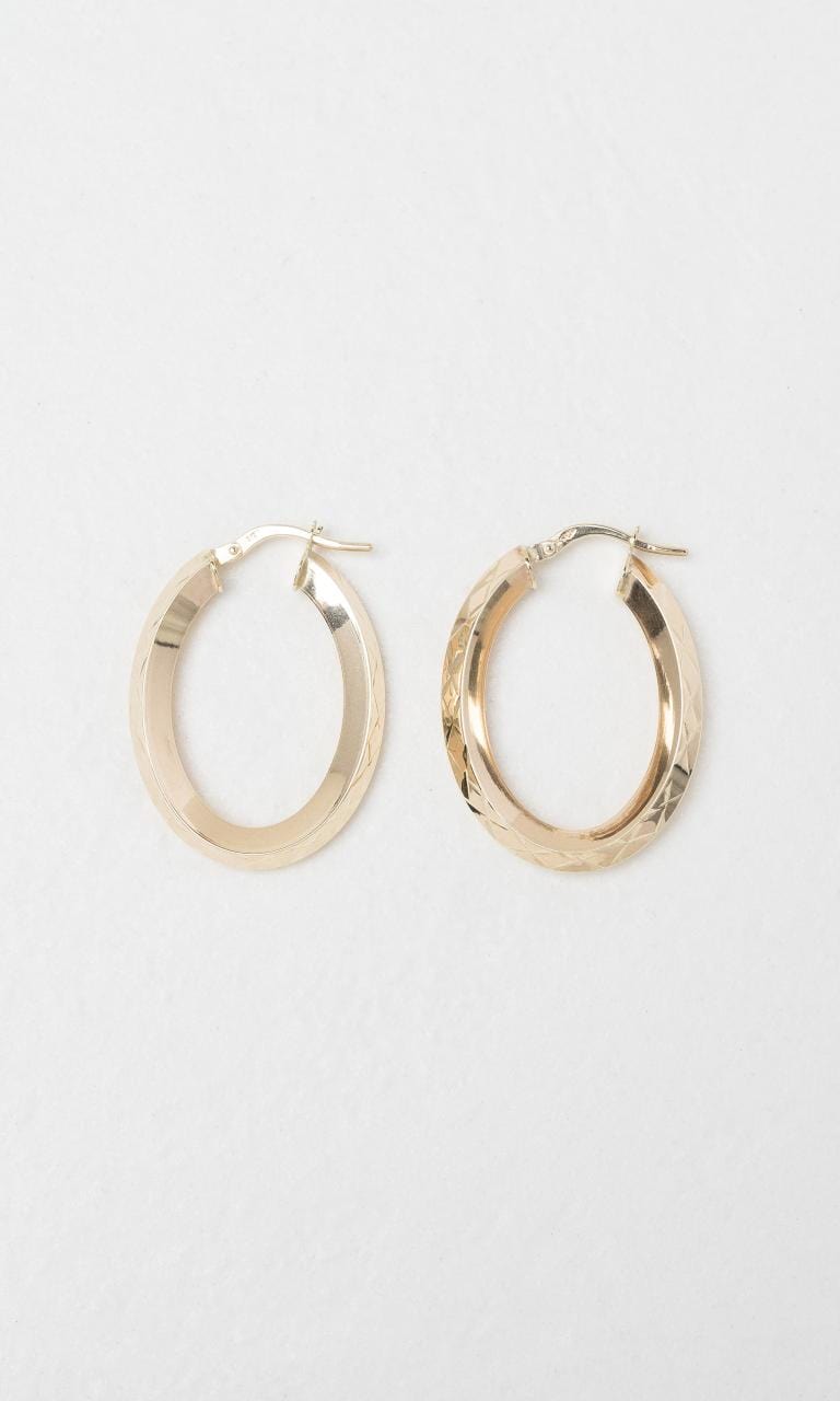 Hogans Family Jewellers 9K YG Oval 23mm Hoop Earrings