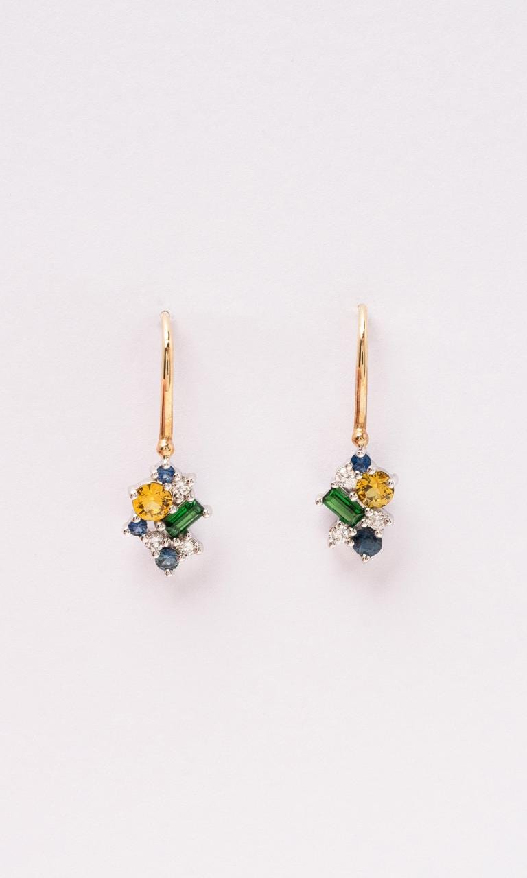 Hogans Family Jewellers 9K YWG Multi-Coloured Gemstone Earrings