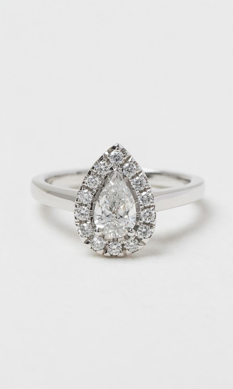 18K WG Pear Cut Diamond Halo Ring