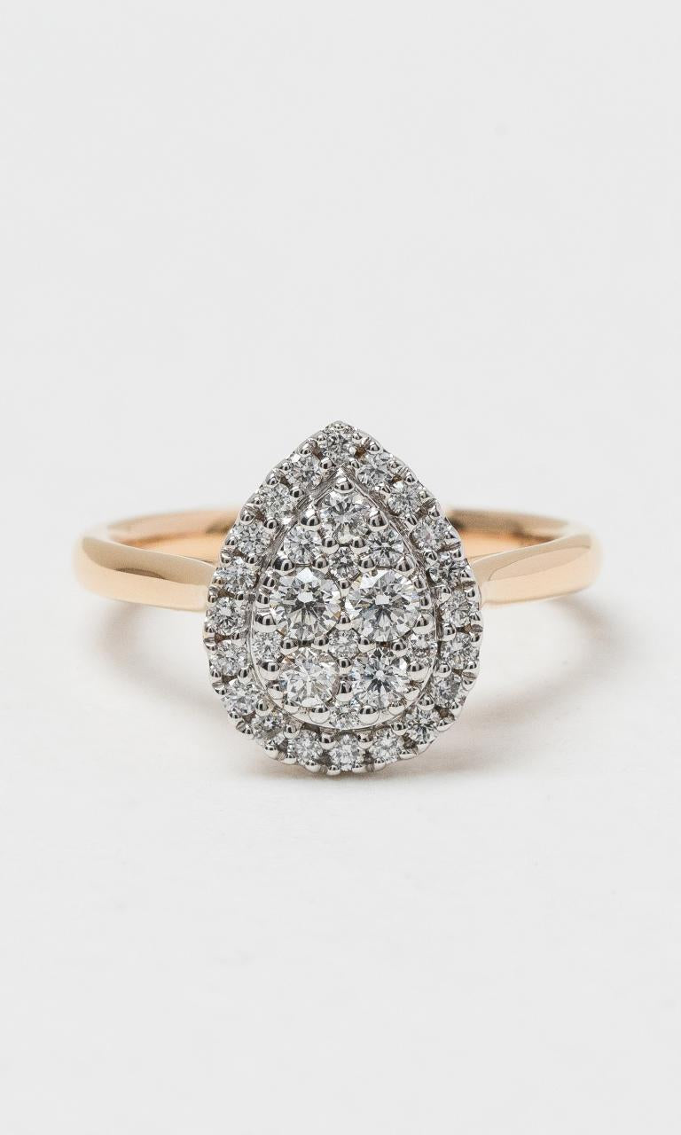 18K RWG Pear Shaped Cluster Ring