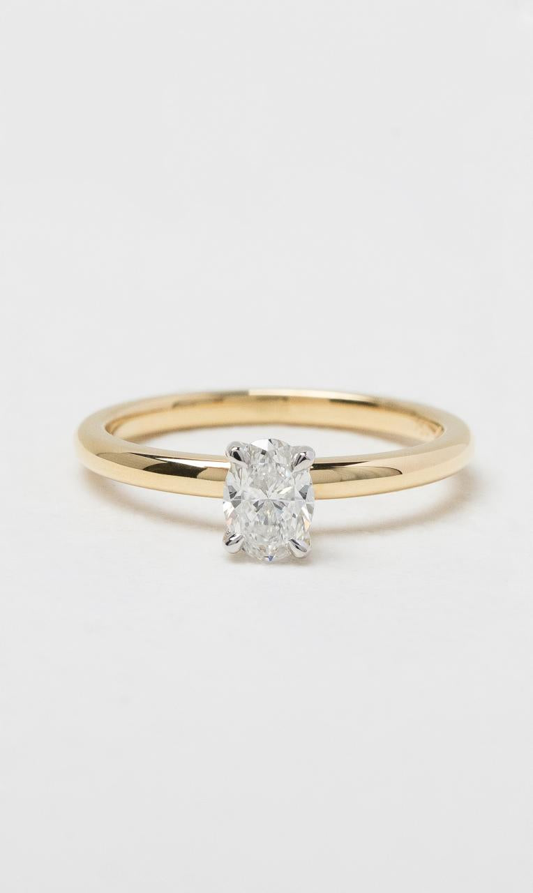18K YWG Oval Cut Solitaire Diamond Ring