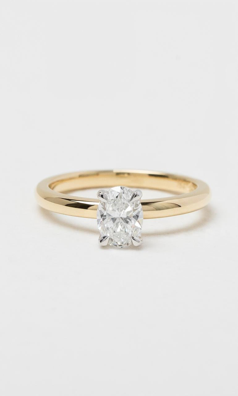 18K YWG Oval Cut Solitaire Diamond Ring