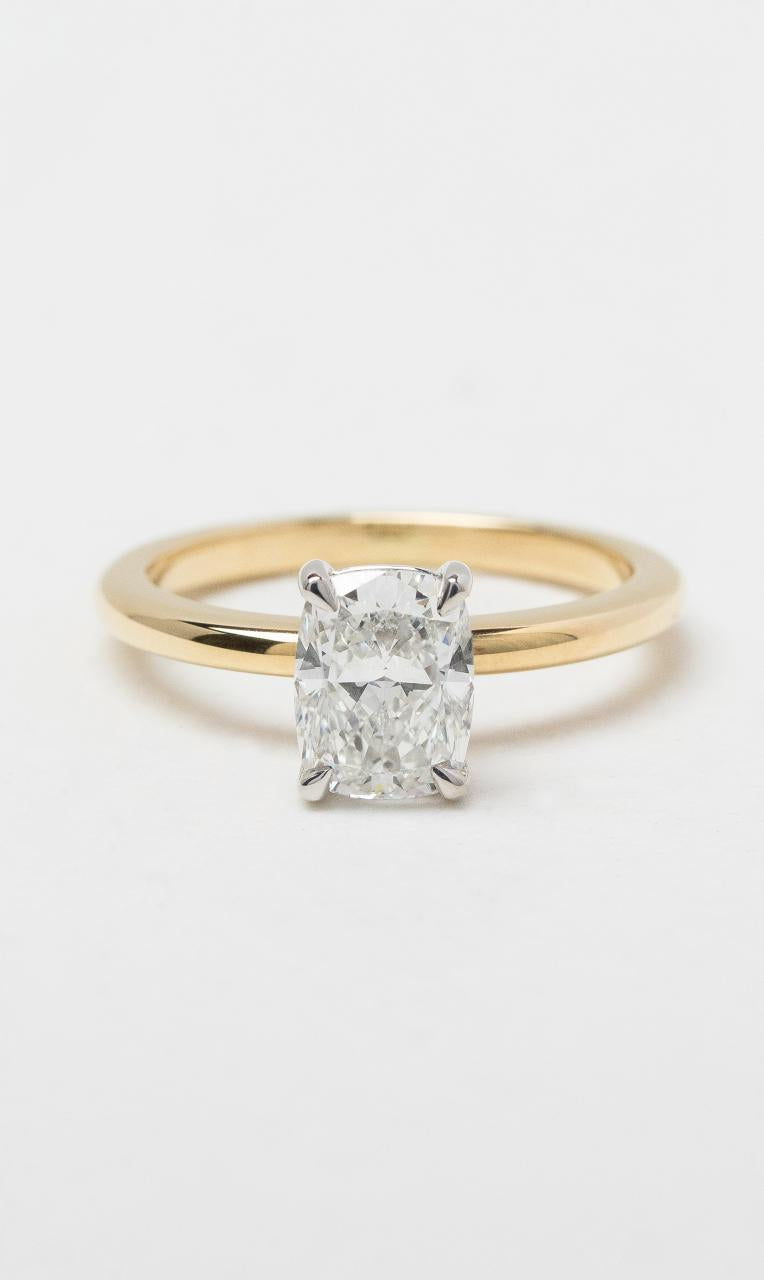 18K YWG Cushion Solitaire Diamond Ring