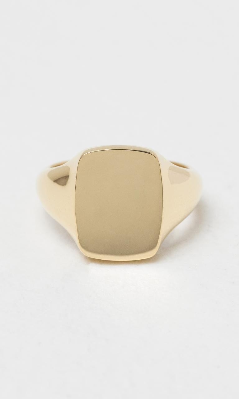 9K YG Cushion Shaped Gents Signet Ring